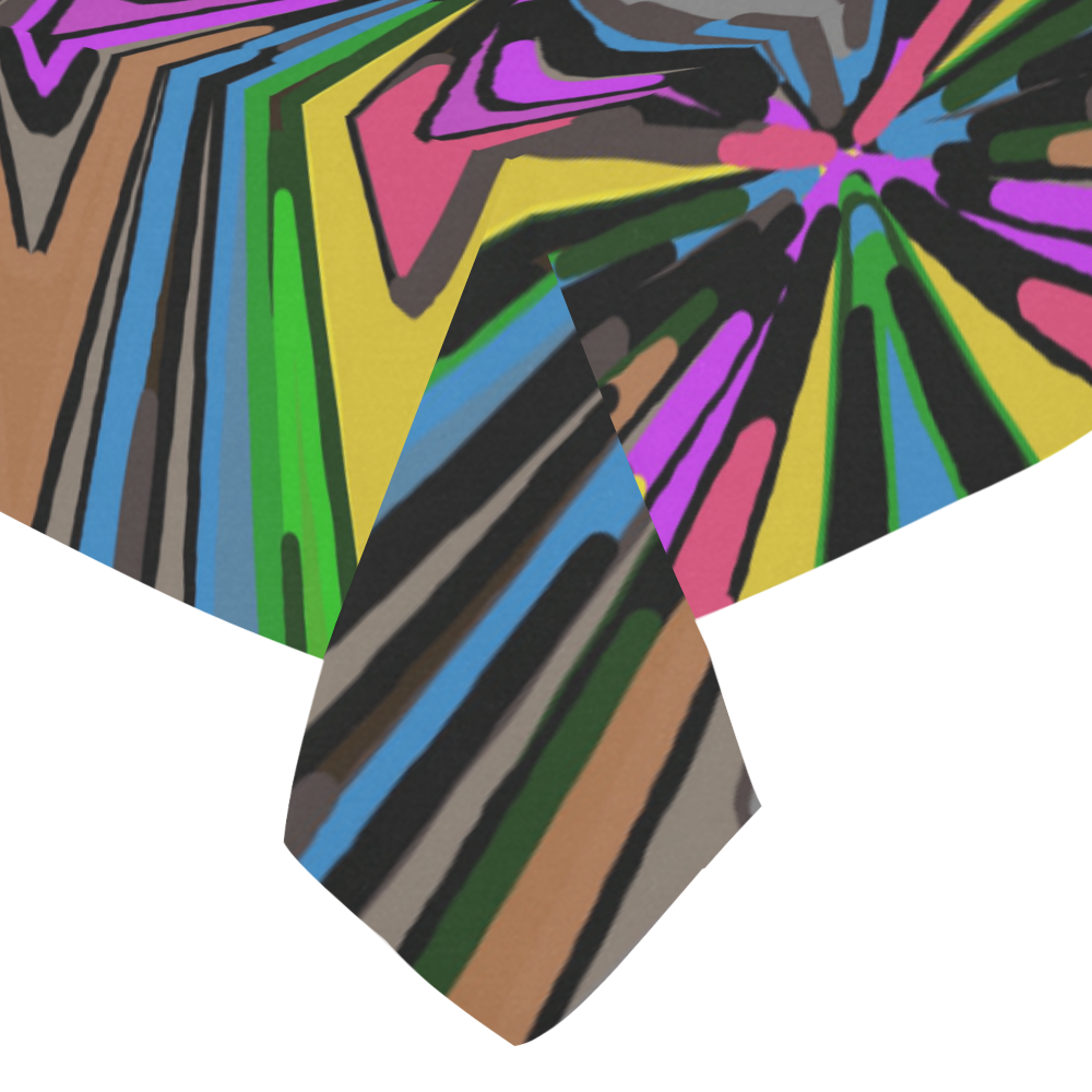 psychedelic geometric graffiti triangle pattern in pink green blue yellow and brown Cotton Linen Tablecloth 52"x 70"