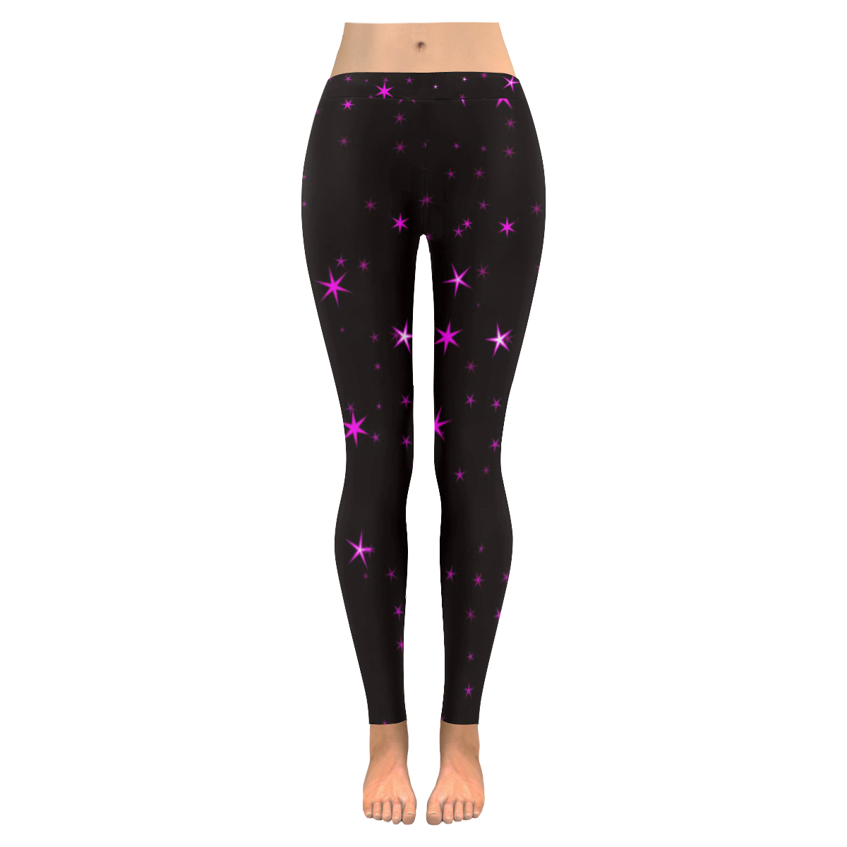 Awesome allover Stars 02D by FeelGood Women's Low Rise Leggings (Invisible Stitch) (Model L05)