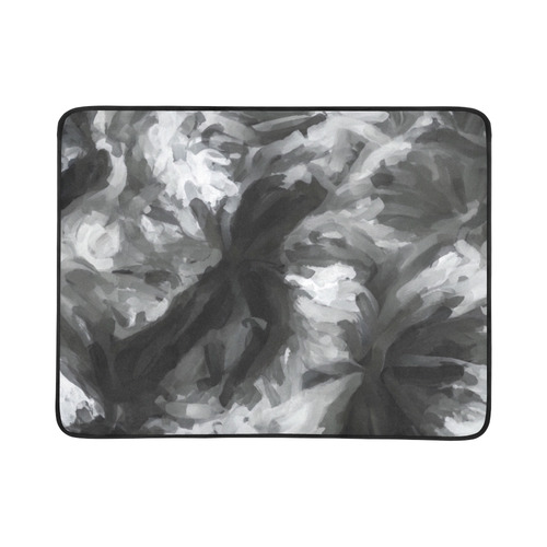 camouflage abstract painting texture background in black and white Beach Mat 78"x 60"