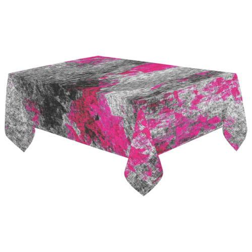 vintage psychedelic painting texture abstract in pink and black with noise and grain Cotton Linen Tablecloth 60"x 104"