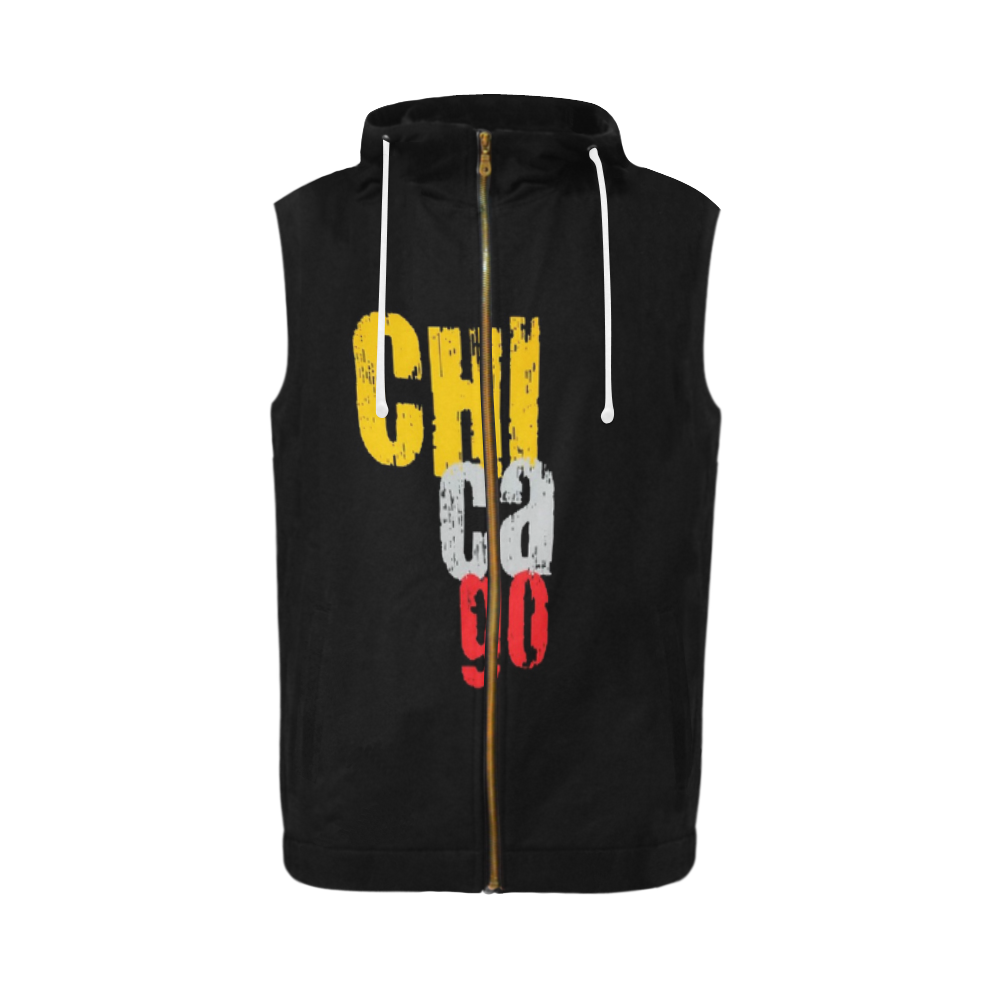 Chicago by Artdream All Over Print Sleeveless Zip Up Hoodie for Men (Model H16)