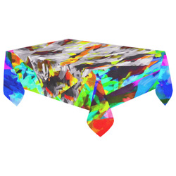 camouflage psychedelic splash painting abstract in blue green orange pink brown Cotton Linen Tablecloth 60"x 104"
