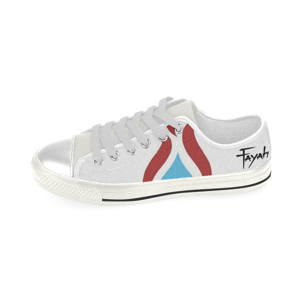 Fayah Fit White Low Top Canvas Shoes for Kid (Model 018)