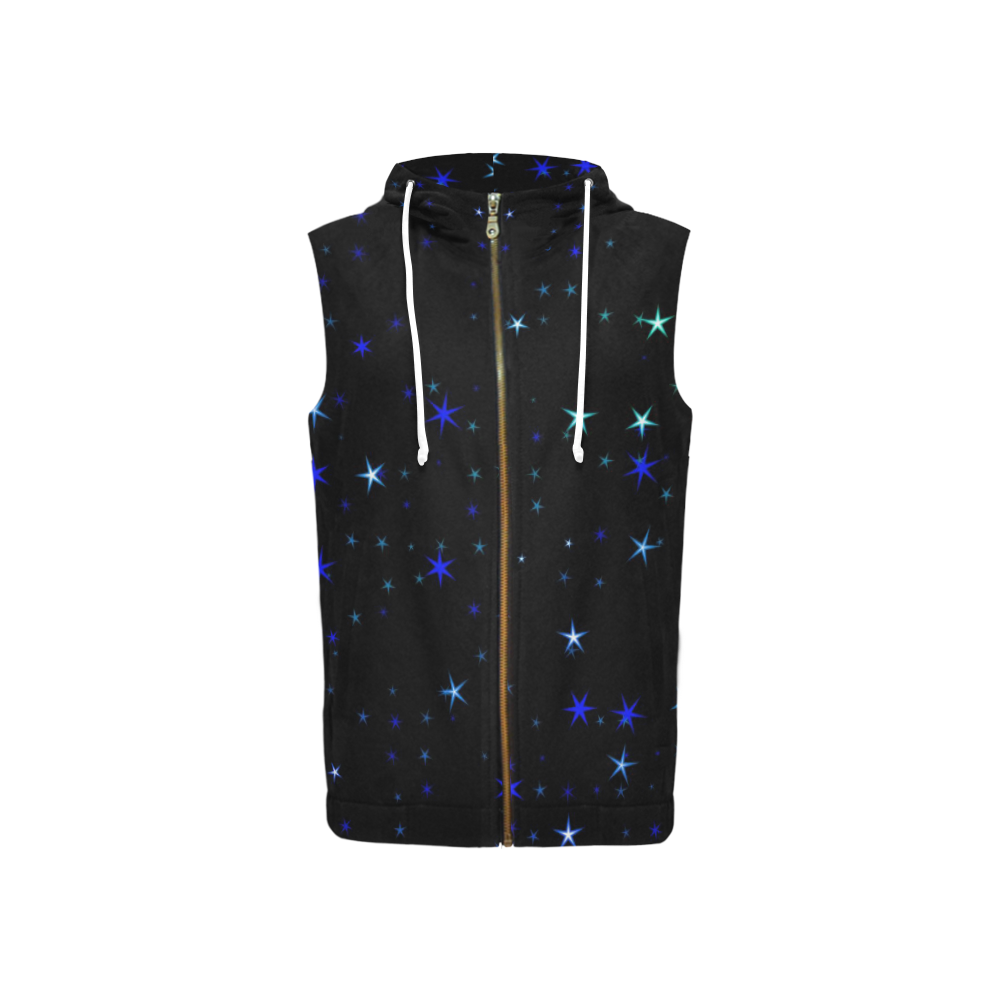 Awesome allover Stars 02C by FeelGood All Over Print Sleeveless Zip Up Hoodie for Women (Model H16)