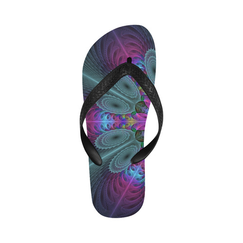 Mandala From Center Colorful Fractal Art With Pink Flip Flops for Men/Women (Model 040)