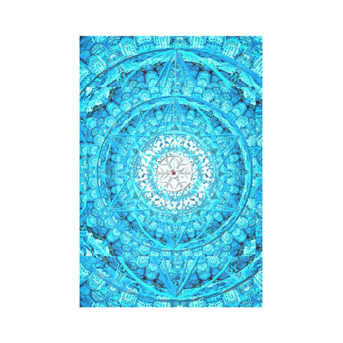 Protection from Jerusalem in blue Cotton Linen Wall Tapestry 60"x 90"