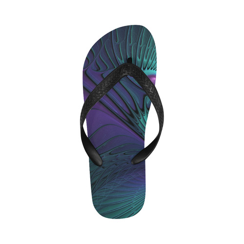 Purple meets Turquoise modern abstract Fractal Art Flip Flops for Men/Women (Model 040)