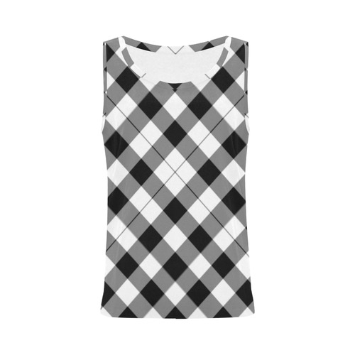 Black and White Tartan Plaid All Over Print Tank Top for Women (Model T43)