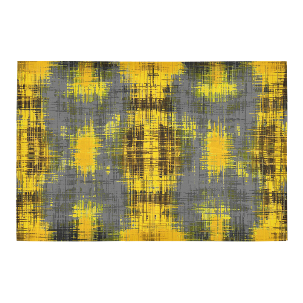 geometric plaid pattern painting abstract in yellow brown and black Azalea Doormat 24" x 16" (Sponge Material)