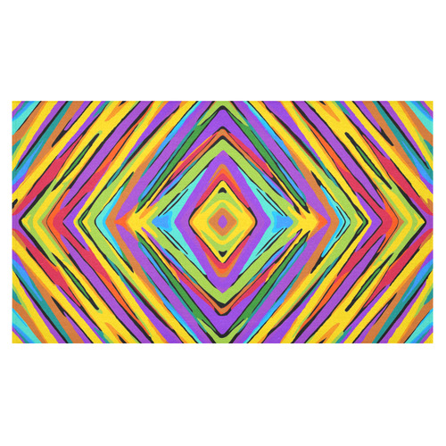 psychedelic geometric graffiti square pattern abstract in blue purple pink yellow green Cotton Linen Tablecloth 60"x 104"