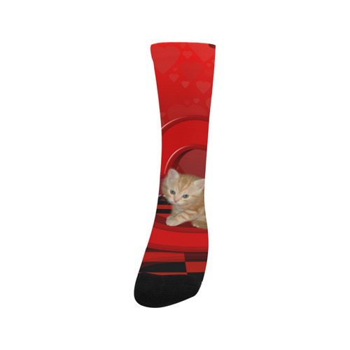 Cute kitten with hearts Trouser Socks