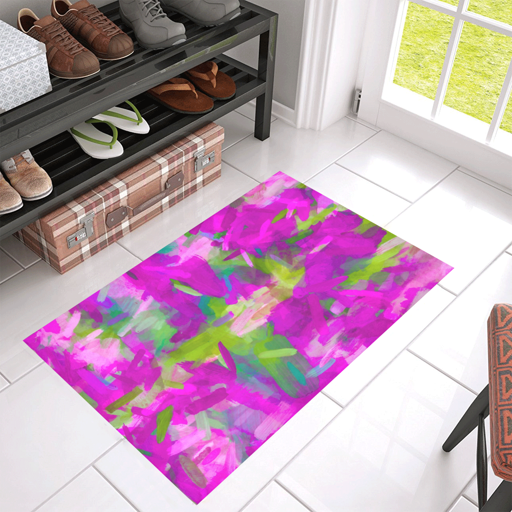 splash painting abstract texture in purple pink green Azalea Doormat 30" x 18" (Sponge Material)