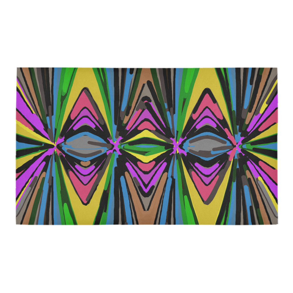 psychedelic geometric graffiti triangle pattern in pink green blue yellow and brown Azalea Doormat 30" x 18" (Sponge Material)