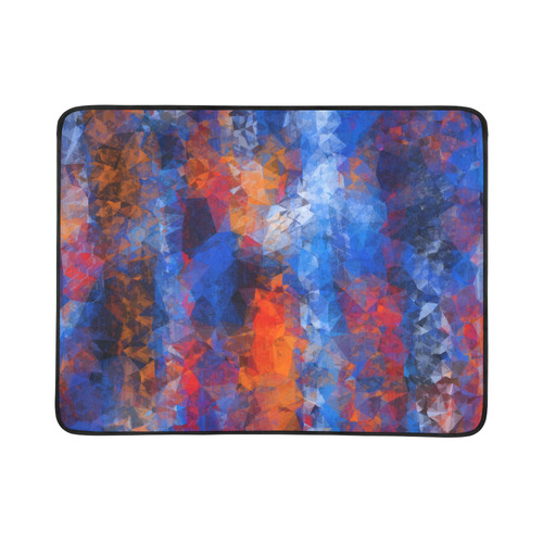 psychedelic geometric polygon shape pattern abstract in red orange blue Beach Mat 78"x 60"