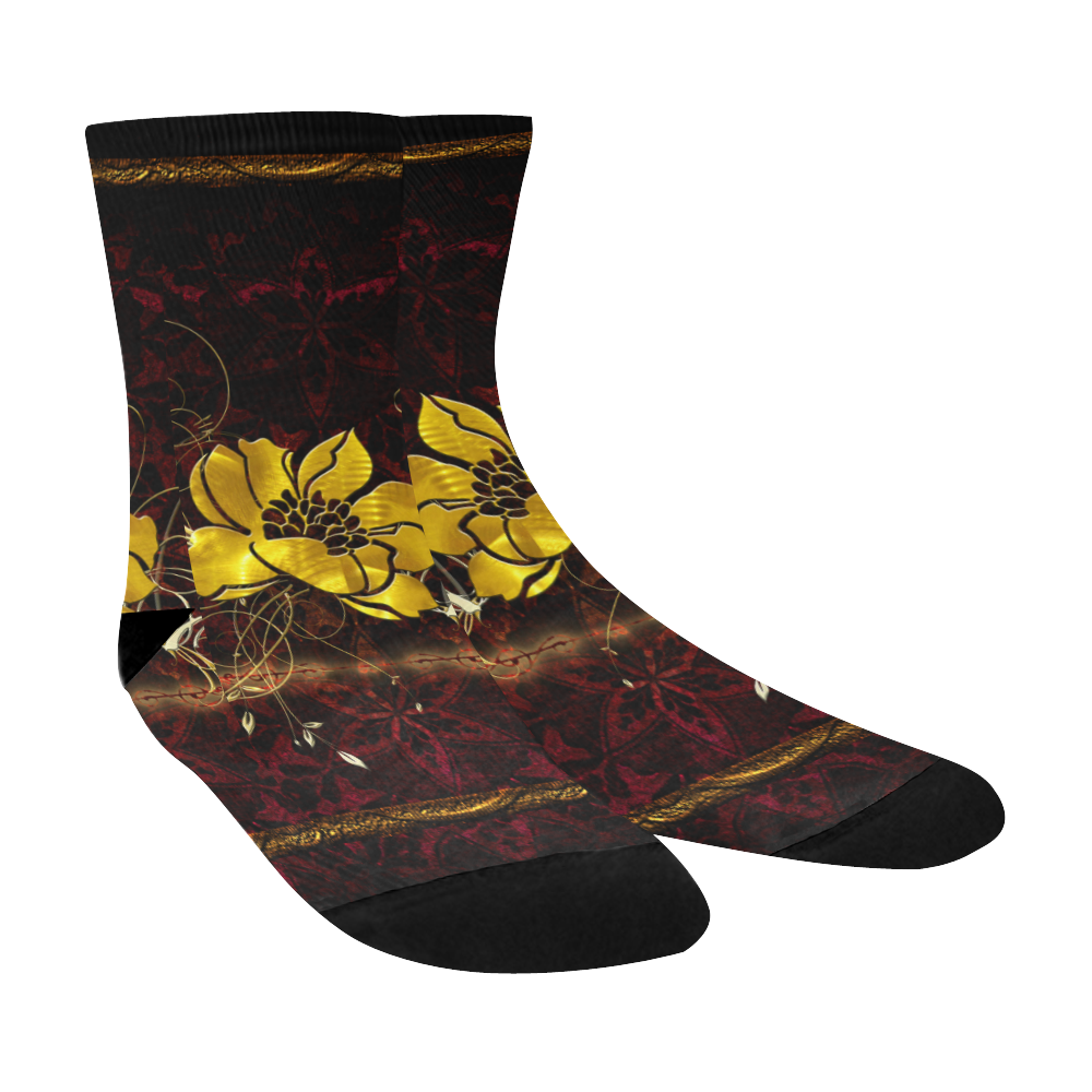 Beautiful flower with leaves Crew Socks