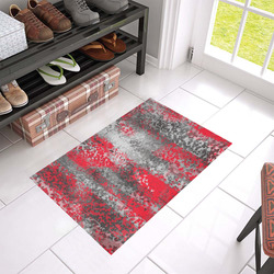 psychedelic geometric polygon shape pattern abstract in black and red Azalea Doormat 24" x 16" (Sponge Material)