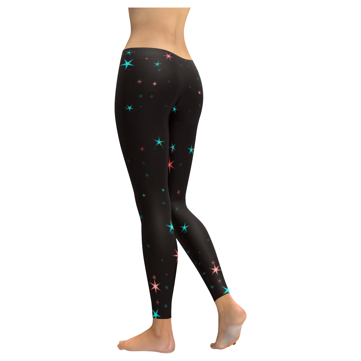 Awesome allover Stars 02F by FeelGood Women's Low Rise Leggings (Invisible Stitch) (Model L05)