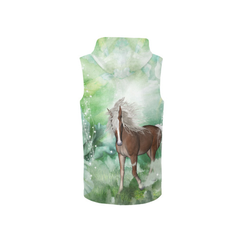 Horse in a fantasy world All Over Print Sleeveless Zip Up Hoodie for Women (Model H16)