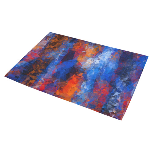 psychedelic geometric polygon shape pattern abstract in red orange blue Azalea Doormat 30" x 18" (Sponge Material)