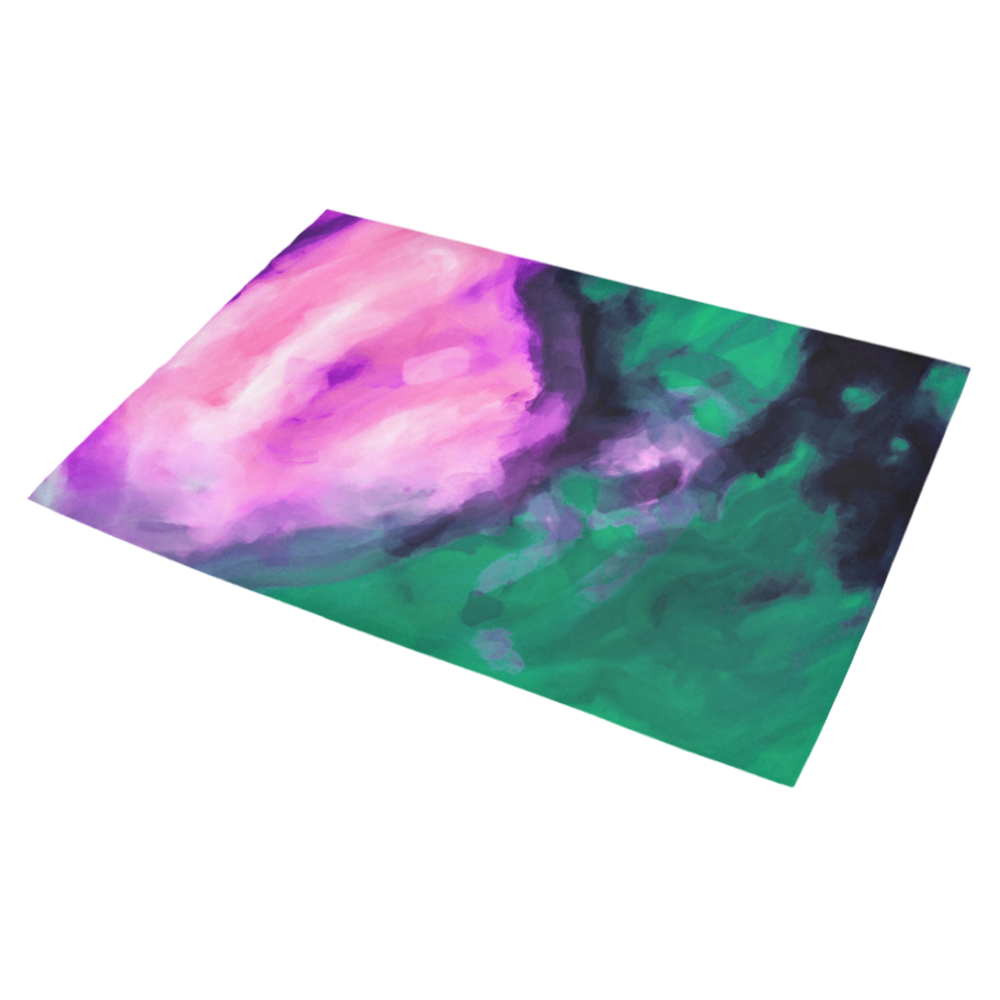psychedelic splash painting texture abstract background in green and pink Azalea Doormat 30" x 18" (Sponge Material)