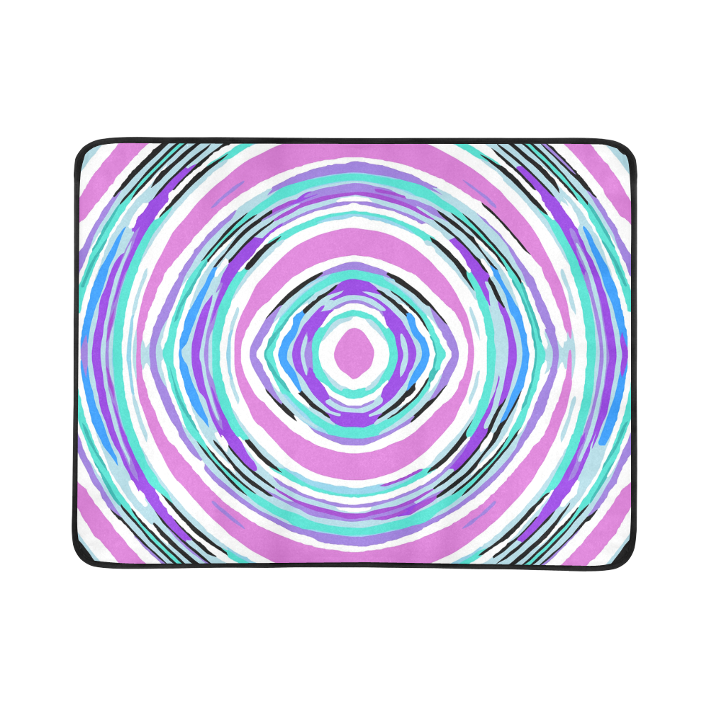 psychedelic graffiti circle pattern abstract in pink blue purple Beach Mat 78"x 60"