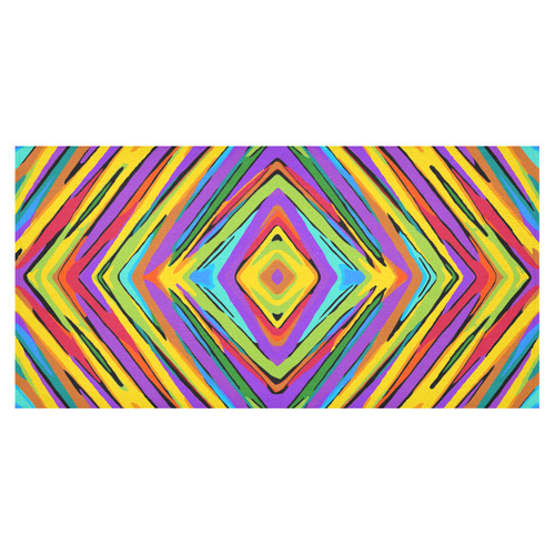 psychedelic geometric graffiti square pattern abstract in blue purple pink yellow green Cotton Linen Tablecloth 60"x120"