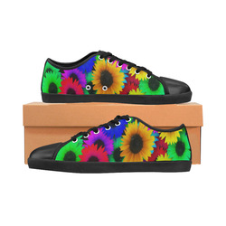 Neon Rainbow Pop Sunflowers Men's Canvas Shoes (Model 016)