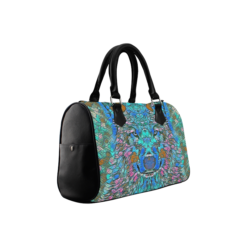 WOLF BLUE ART Boston Handbag (Model 1621)