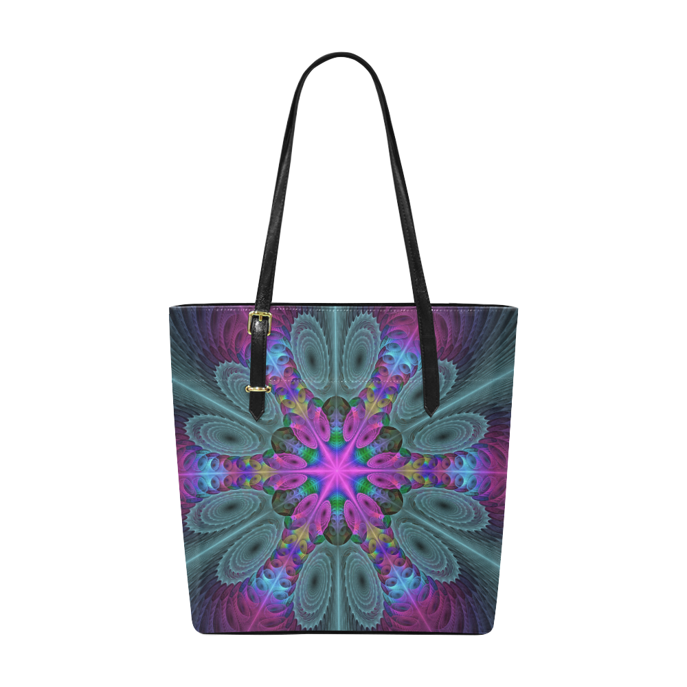 Mandala From Center Colorful Fractal Art With Pink Euramerican Tote Bag/Small (Model 1655)