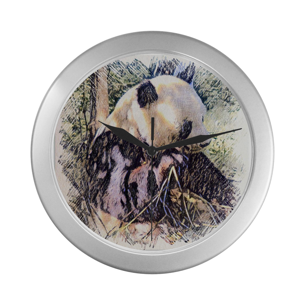 Impressivet Animal - Panda by JamColors Silver Color Wall Clock