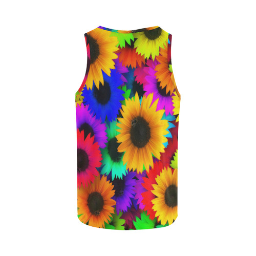 Neon Rainbow Pop Sunflowers All Over Print Tank Top for Men (Model T43)