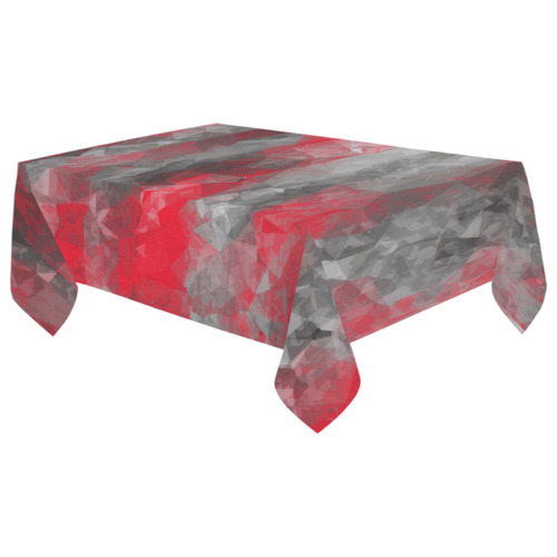 psychedelic geometric polygon shape pattern abstract in red and black Cotton Linen Tablecloth 60"x 104"