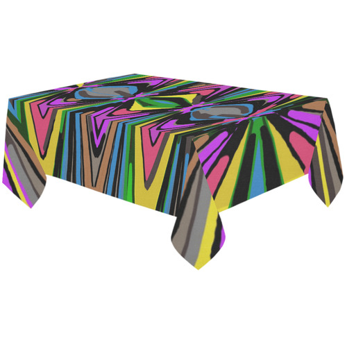psychedelic geometric graffiti triangle pattern in pink green blue yellow and brown Cotton Linen Tablecloth 60"x120"