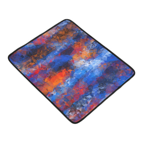 psychedelic geometric polygon shape pattern abstract in red orange blue Beach Mat 78"x 60"