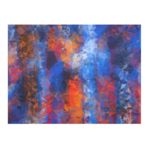 psychedelic geometric polygon shape pattern abstract in red orange blue Cotton Linen Tablecloth 52"x 70"