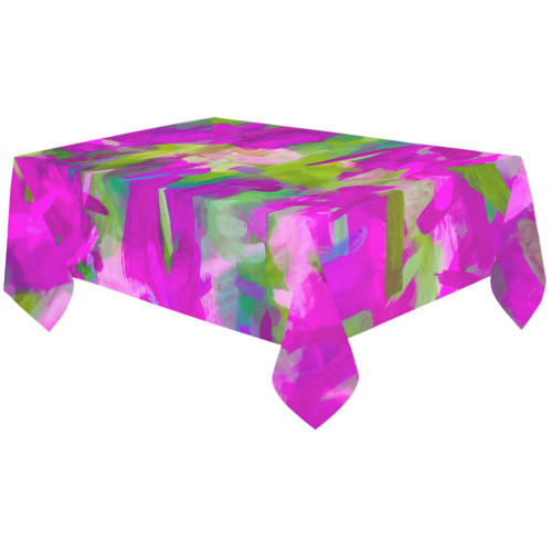splash painting abstract texture in purple pink green Cotton Linen Tablecloth 60"x120"