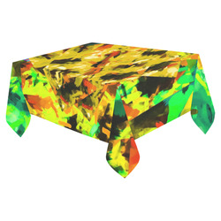 camouflage splash painting abstract in yellow green brown red orange Cotton Linen Tablecloth 52"x 70"
