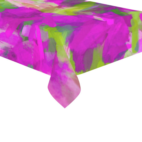 splash painting abstract texture in purple pink green Cotton Linen Tablecloth 60"x120"