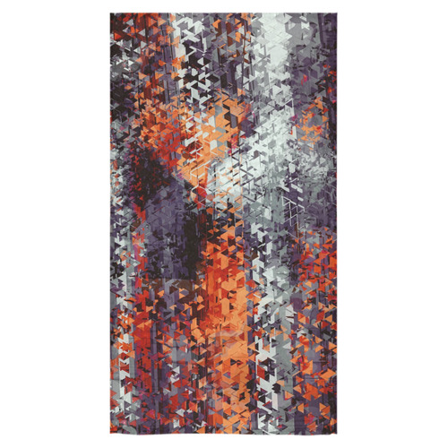 psychedelic geometric polygon shape pattern abstract in black orange brown red Bath Towel 30"x56"