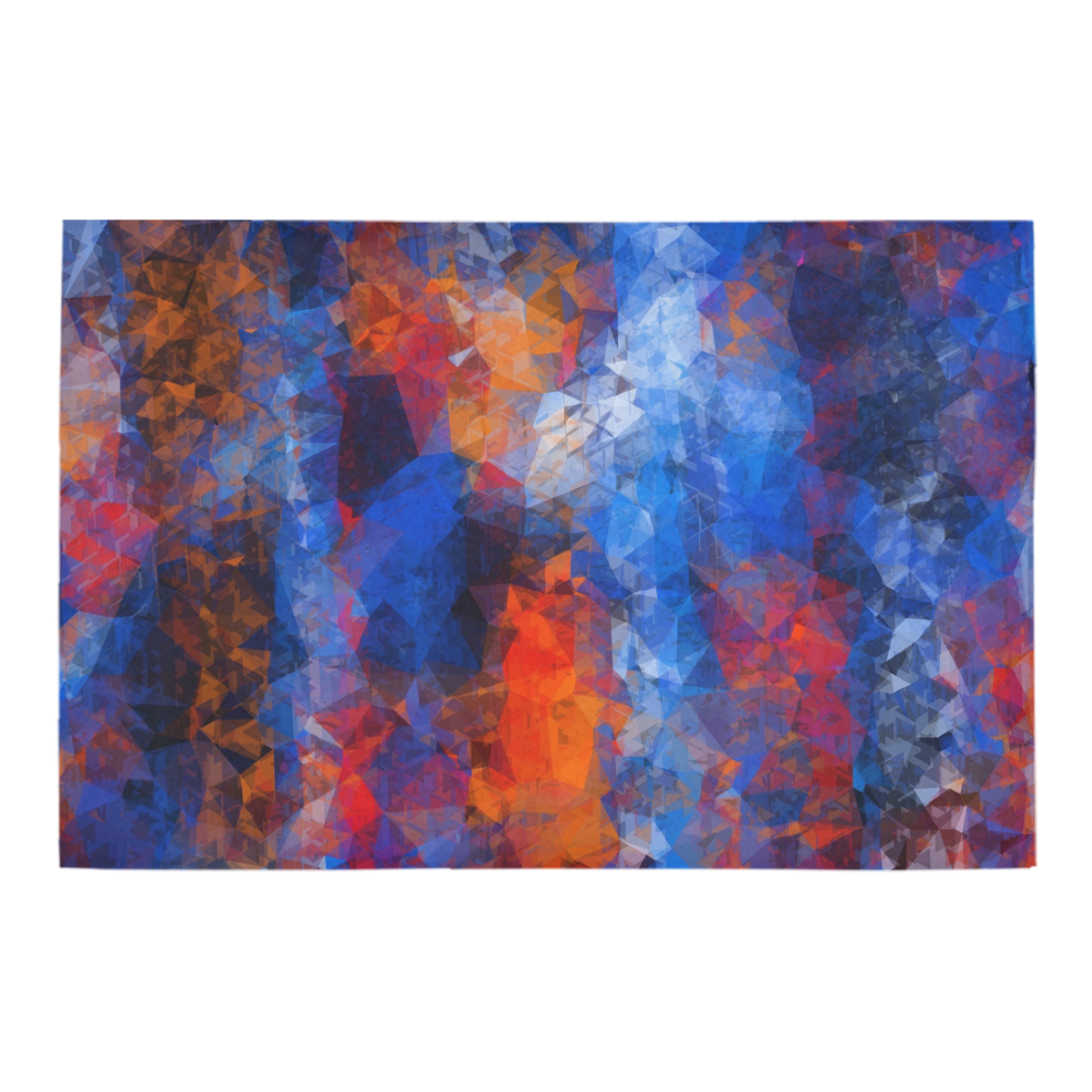 psychedelic geometric polygon shape pattern abstract in red orange blue Azalea Doormat 24" x 16" (Sponge Material)