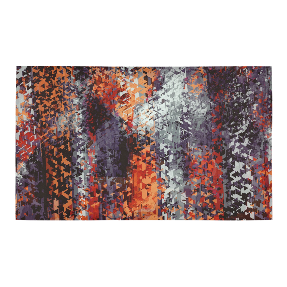 psychedelic geometric polygon shape pattern abstract in black orange brown red Azalea Doormat 30" x 18" (Sponge Material)