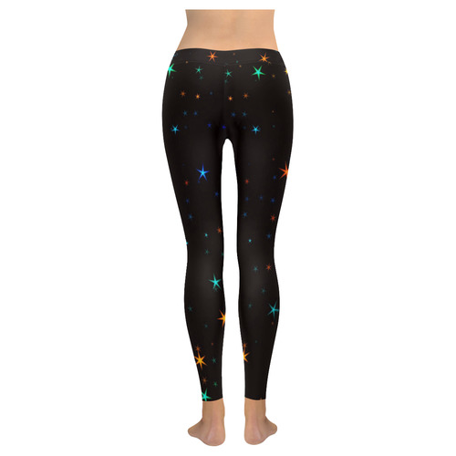 Awesome allover Stars 02E by FeelGood Women's Low Rise Leggings (Invisible Stitch) (Model L05)