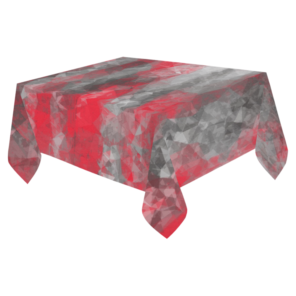 psychedelic geometric polygon shape pattern abstract in red and black Cotton Linen Tablecloth 52"x 70"