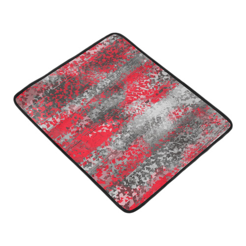 psychedelic geometric polygon shape pattern abstract in black and red Beach Mat 78"x 60"