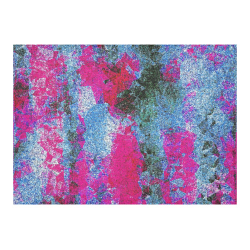vintage psychedelic painting texture abstract in pink and blue with noise and grain Cotton Linen Tablecloth 60"x 84"