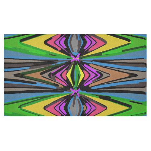 psychedelic geometric graffiti triangle pattern in pink green blue yellow and brown Cotton Linen Tablecloth 60"x 104"