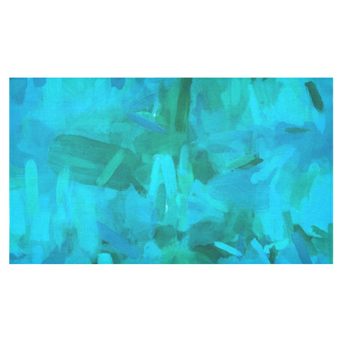 splash painting abstract texture in blue and green Cotton Linen Tablecloth 60"x 104"