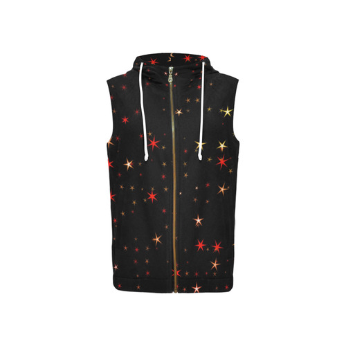 Awesome allover Stars 02B by FeelGood All Over Print Sleeveless Zip Up Hoodie for Women (Model H16)