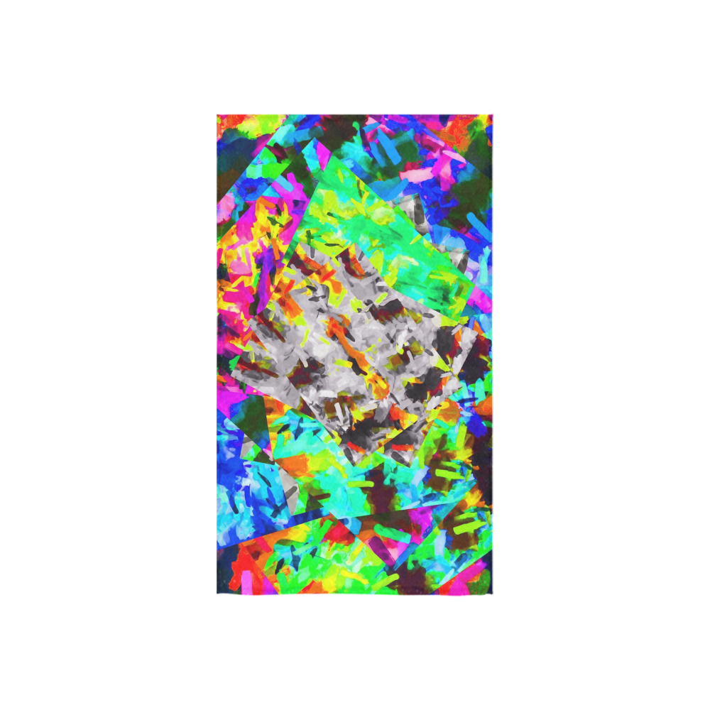 camouflage psychedelic splash painting abstract in blue green orange pink brown Custom Towel 16"x28"