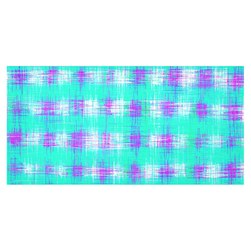plaid pattern graffiti painting abstract in blue green and pink Cotton Linen Tablecloth 60"x120"
